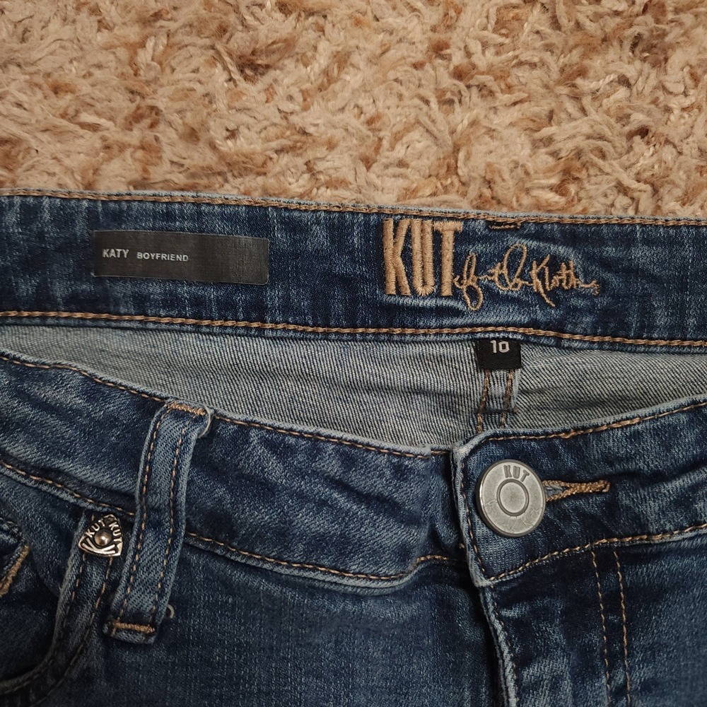 Kut from the Kloth Katy Boyfriend Jeans Womens 10 Blue Medium Wash Straight Leg - Picture 3 of 10